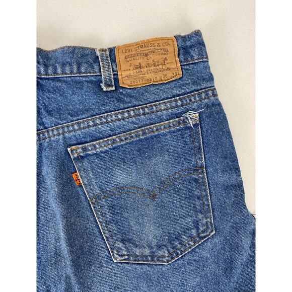 VTG 90s Women Levi's 517 USA Orange Tab cut-off denim jean shorts jorts, 36 - Picture 3 of 5